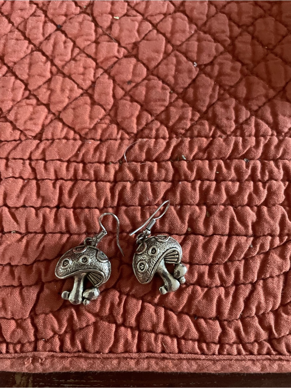 Silver Mushroom Dangle Earrings - Women Jewelry